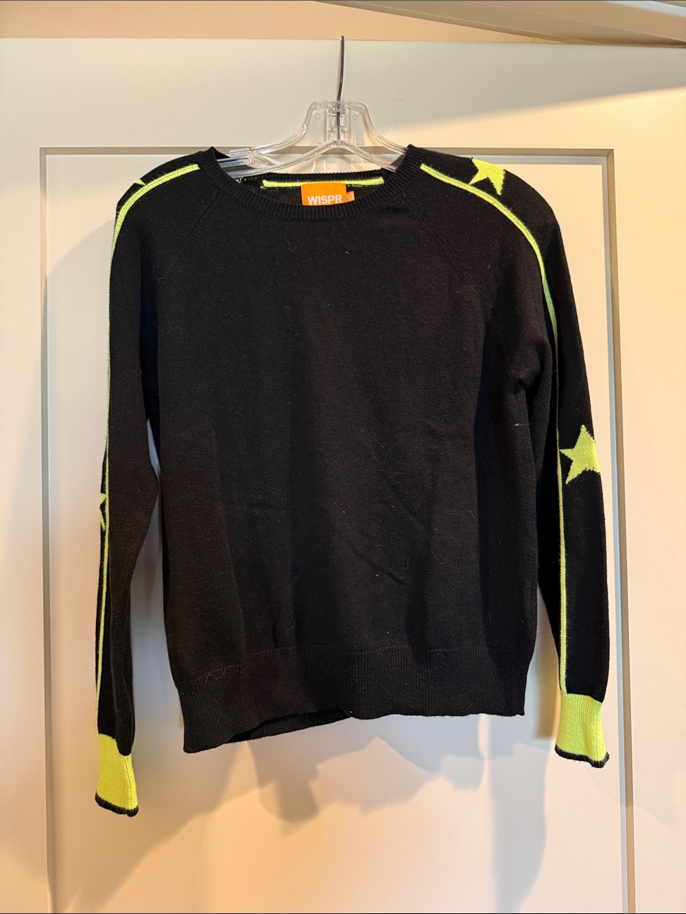 WISPR by Brodie cashmere black and neon sweater with star detail
